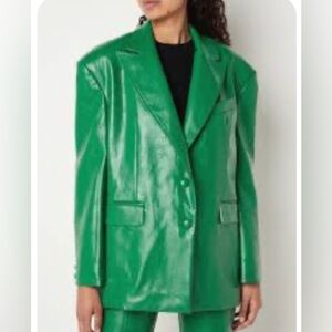 Vegan Leather Embossed Oversized Blazer
